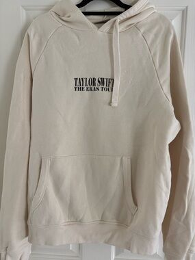 Taylor Swift Cream Pullover Hoodie with Black Logo